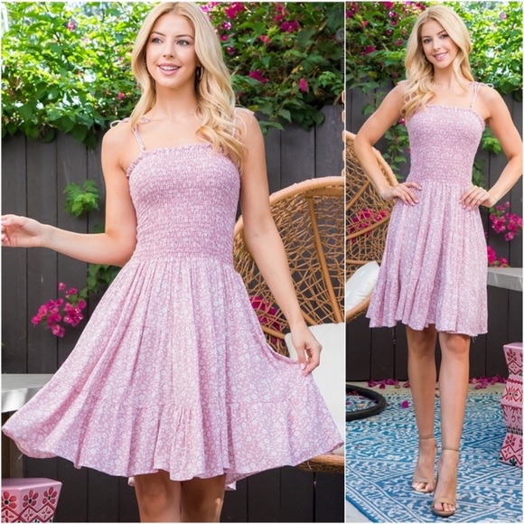 ValMarie Dresses & Skirts - New USA MADE Cinched Stretchy Flowy String Tie Bow Shoulders Spring Dress